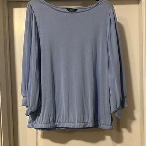 NWT. Simply Vera Vera Wang Relaxed Blue Ribbed Bell Sleeve Top